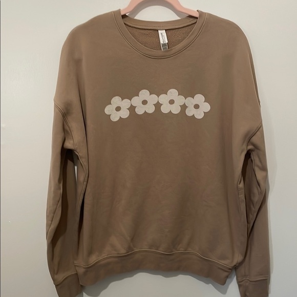 Bella Canvas Tan Crewneck Sweatshirt with Floral Design - Picture 5 of 9